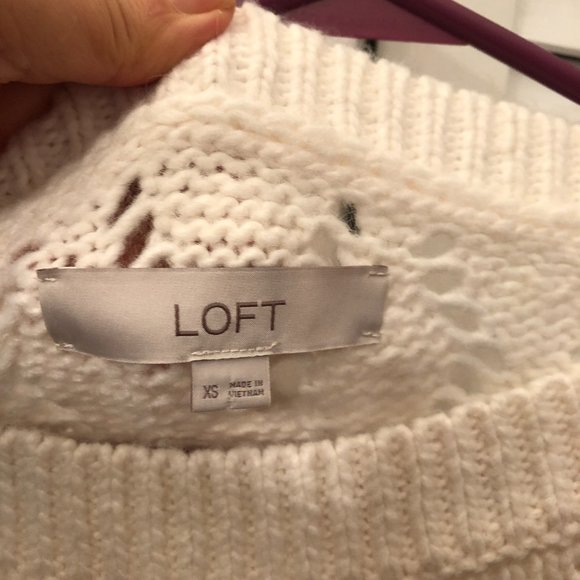 Loft women wool blend cream textured sweater, XS - Picture 5 of 6